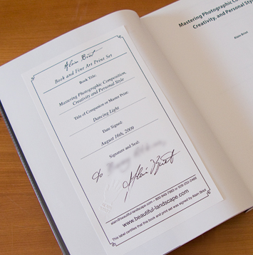 Book Inscription Label Alain Briot Fine Art Photography